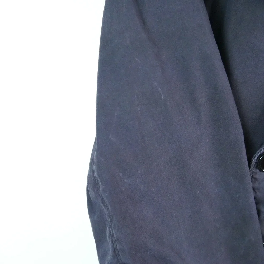 Vintage 60s U.S. NAVY Poplin Raincoat Trench Coat XL Military Blue Belted